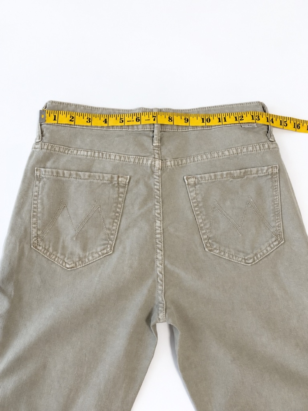 MOTHER The Insider Ankle Fray Chalk It Up Jeans Women's Size 29 Chalk Oxford Tan - Picture 8 of 16
